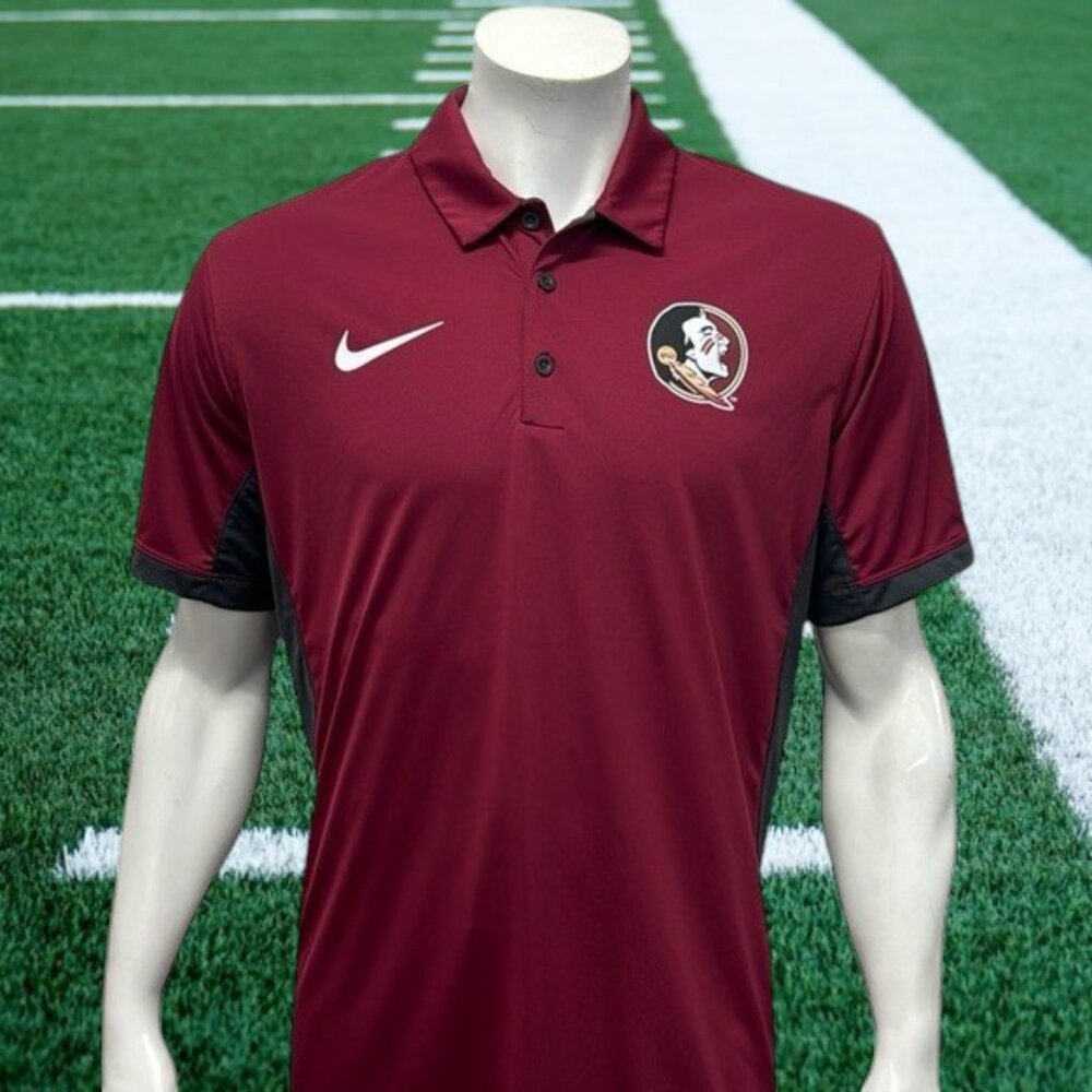 Nike Dri Fit Florida State Seminoles Noles New Era Sideline Golf Polo Shirt LG